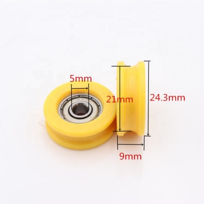 Plastic nylon U groove 5*24*9mm size roller 625 zz ball bearing roller wheel for windows and door